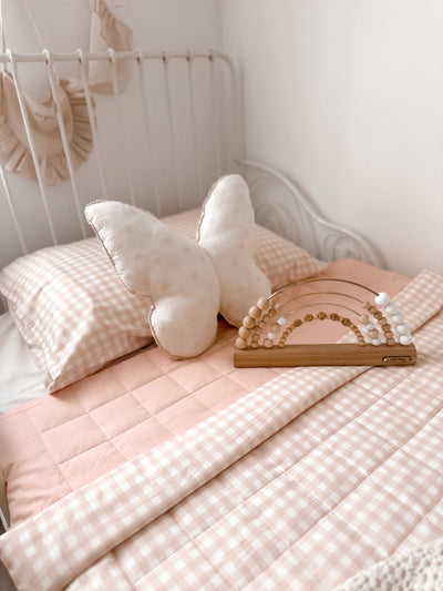 Cot Quilt - Pink Gingham