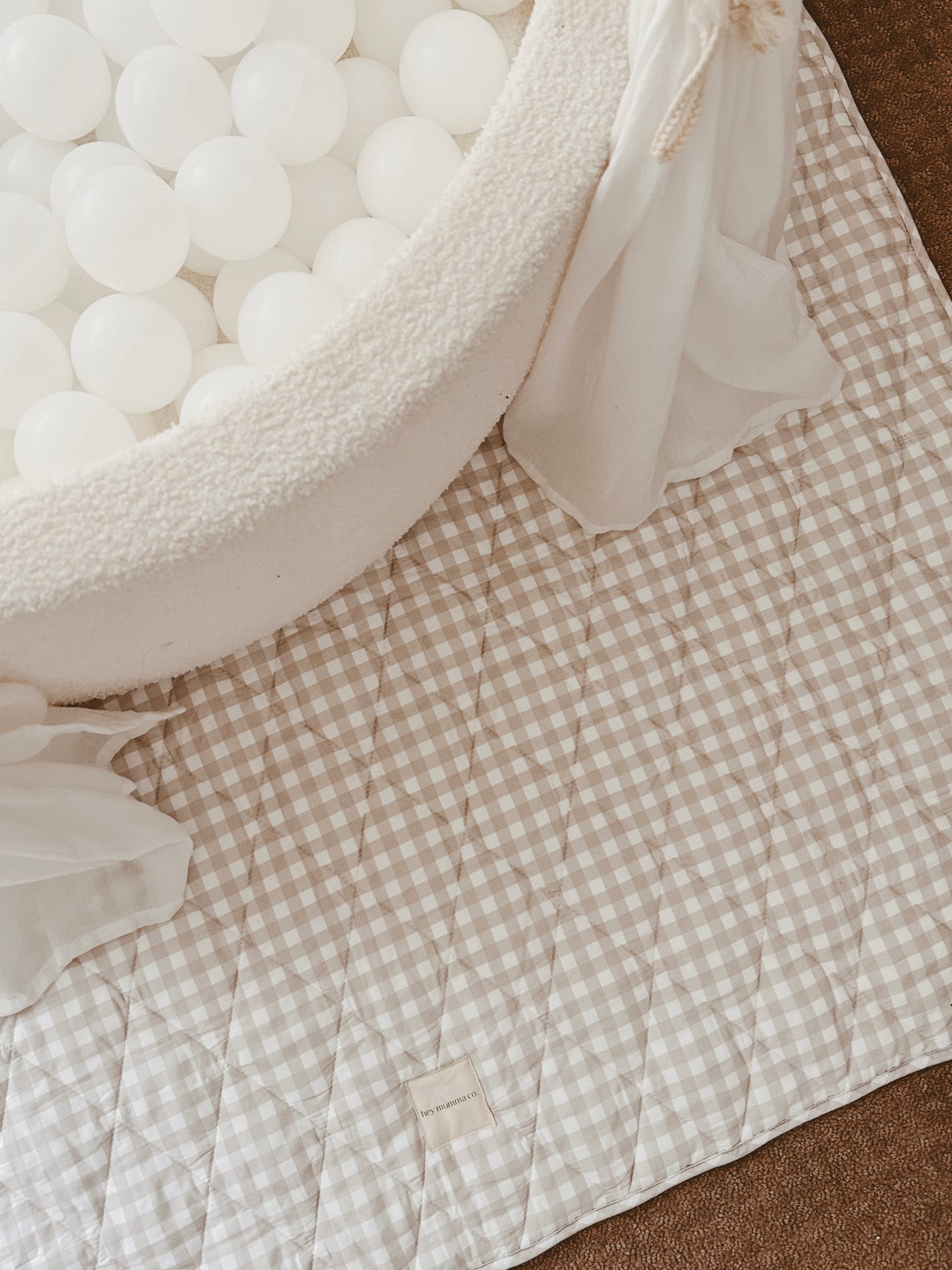 Play Mat - Beige Gingham